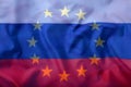 EU and Russia. EU Flag and Russia flag mixed Royalty Free Stock Photo