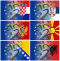 Eu and serbia croatia macedonia montenegro albania flag with eur