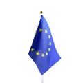 The EU state table flag is isolated on a white background. Square. Close-up