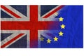 EU UK referendum, textured flags merged