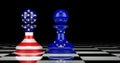 The EU and the United States confrontation and relations concept. 3D rendering