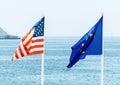 The eu and the usa flag Royalty Free Stock Photo