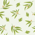 Eucalyptus branches hand drawn vector seamless pattern. Summer tropical endless background. Green leaves decorative modern design Royalty Free Stock Photo