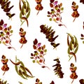 Eucalyptus Greenery Leaves Seamless Pattern. Royalty Free Stock Photo