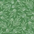 Eucalyptus pattern, background set. Collection icon eucalyptus. Vector