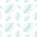 eucalyptus silver dollar leaf seamless pattern background vector illustration. green flat style leaves plants illustration. Royalty Free Stock Photo