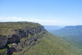 Eucalyptus valley between rocky ranges at blue mountains Royalty Free Stock Photo