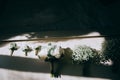 Eucalyptus and white peonies wedding bouquet