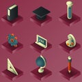 Eucation color gradient isometric set