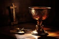 Eucharist Feast of Corpus Christi. Jesus Christ in the monstrance present in the Sacrament of the Eucharist. holy grail