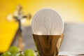 Eucharist symbol of bread and wine, chalice and host, First comm Royalty Free Stock Photo