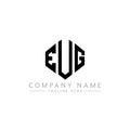 EUG letter logo design with polygon shape. EUG polygon and cube shape logo design. EUG hexagon vector logo template white and Royalty Free Stock Photo