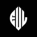 EUL circle letter logo design with circle and ellipse shape. EUL ellipse letters with typographic style. The three initials form a Royalty Free Stock Photo