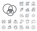 Euler diagram line icon. Eulerian circles sign. Salaryman, gender equality and alert bell. Vector