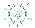 Euler diagram line icon. Eulerian circles sign. Vector
