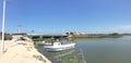 Euletherus river with boats at the syrian-lebanese border, Lebanese side. i Royalty Free Stock Photo