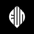 EUM circle letter logo design with circle and ellipse shape. EUM ellipse letters with typographic style. The three initials form a Royalty Free Stock Photo