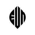EUM circle letter logo design with circle and ellipse shape. EUM ellipse letters with typographic style. The three initials form a Royalty Free Stock Photo