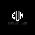 EUM letter logo design with polygon shape. EUM polygon and cube shape logo design. EUM hexagon vector logo template white and Royalty Free Stock Photo