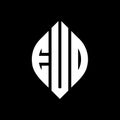 EUO circle letter logo design with circle and ellipse shape. EUO ellipse letters with typographic style. The three initials form a Royalty Free Stock Photo