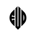 EUO circle letter logo design with circle and ellipse shape. EUO ellipse letters with typographic style. The three initials form a Royalty Free Stock Photo
