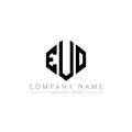 EUO letter logo design with polygon shape. EUO polygon and cube shape logo design. EUO hexagon vector logo template white and Royalty Free Stock Photo