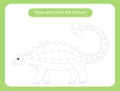 Euoplocephalus dinosaur. Trace and color the picture children s educational game