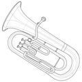 Euphonium. Musical instrument.Coloring book antistress for children and adults.