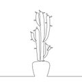 Euphorbia isolated on white background. Continuous one line drawing. Vector illustration in line art style