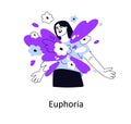 Euphoria, pleasure, excitement emotions. Happy excited girl feeling happiness, bliss, wellbeing. Joyful cheerful woman