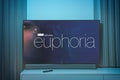 Euphoria TV series on big tv screen. Euphoria television show at home Royalty Free Stock Photo