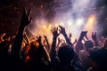 Euphoric Crowd Waving Hands at a Music Concert - generative AI, AI generated Royalty Free Stock Photo