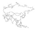 Eurasia. Continent with the contours of the countries. Vector drawing Royalty Free Stock Photo