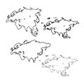 Eurasia. Continent with the contours of the countries. Vector drawing Royalty Free Stock Photo