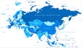 Eurasia Europa Russia China India Indonesia Map - Vector Illustration Royalty Free Stock Photo