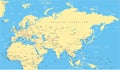 Eurasia Europa Russia China India Indonesia Thailand Africa Map - Vector Illustration Royalty Free Stock Photo