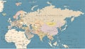 Eurasia Europa Russia China India Indonesia Thailand Map - Vector Illustration Royalty Free Stock Photo