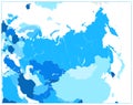 Eurasia political map in shades of blue. No text Royalty Free Stock Photo