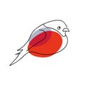 Eurasian Bullfinch, Hand Drawn Cute Bird Linear Vector sketch icon isolated on white background. Seasonal doodle Design