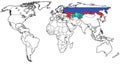 Eurasian Economic Union territory on world map