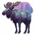 Eurasian Moose Sticker In Flashy Anime Style With No Background