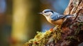 Eurasian nuthatch (Sitta europaea) perched on a branch Generative AI