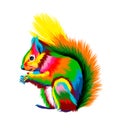 Eurasian red squirrel from multicolored paints. Splash of watercolor, colored drawing, realistic Royalty Free Stock Photo