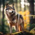 Eurasian wolf in nature habitat in bavarian forest Royalty Free Stock Photo