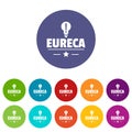 Eureka bulb icons set vector color