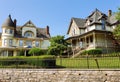 The front exterior of the beautiful Victorian style houses near Eureka Springs, Arkansas, U.S