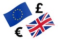 EURGBP forex currency pair vector illustration. EU and UK flag, with Euro and Pound symbol Royalty Free Stock Photo