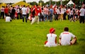Euro 2012. Football supporters in fan zone Royalty Free Stock Photo