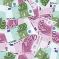 Euro. Background. 100, 500 euro bills. Money pattern. Pile of cash. Euro bill, currencyis lies. Royalty Free Stock Photo