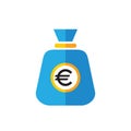 Euro bag - flat style icon design. Sack of money vector sign. Royalty Free Stock Photo